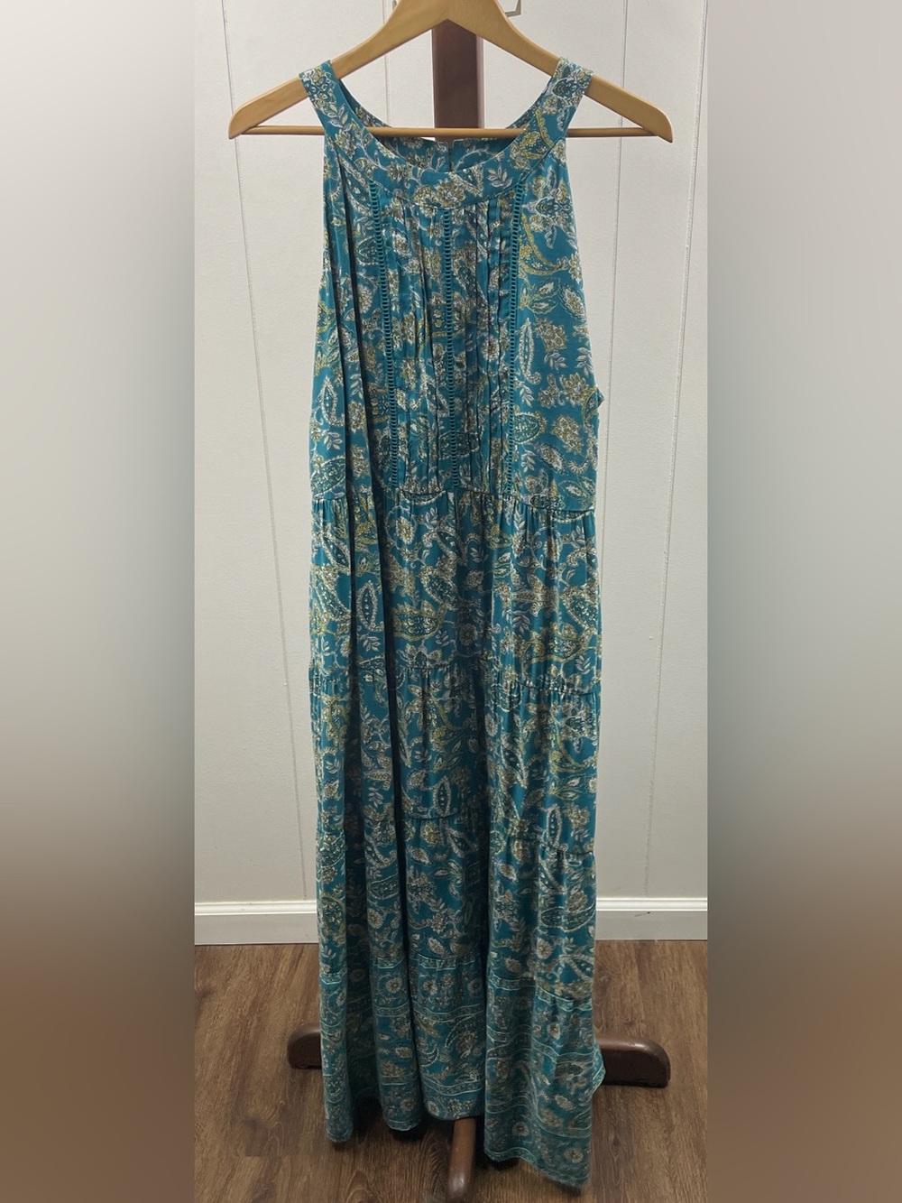 J.Jill NWT Blue Floral Sleeveless Tiered Maxi Dress